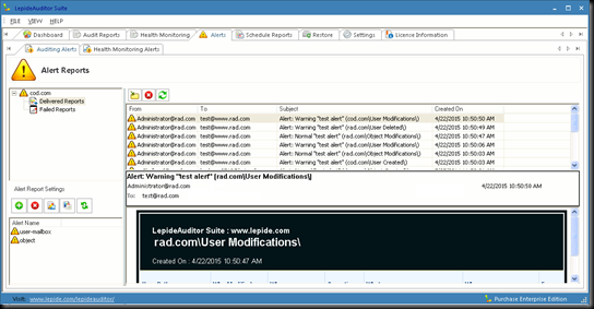 LepideAuditor_ReportSents